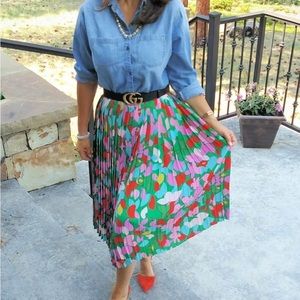 J Crew confetti pleated midi skirt